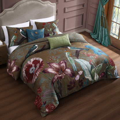 Bebejan Birds on Chocolate Brown 5 Piece Reversible Comforter Set Comforter Sets By Bebejan®