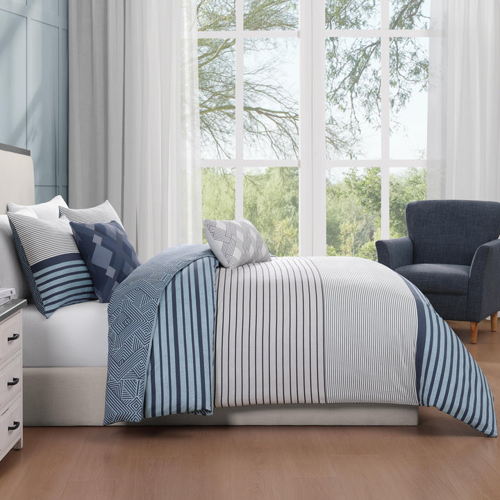 Bebejan Blue Geo Lines 5 Piece Reversible Comforter Set Comforter Sets By Bebejan®