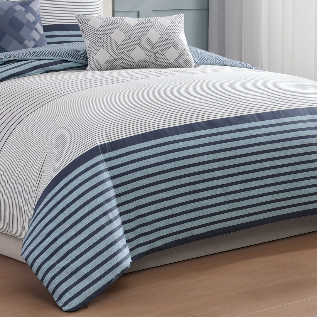 Bebejan Blue Geo Lines 5 Piece Reversible Comforter Set Comforter Sets By Bebejan®