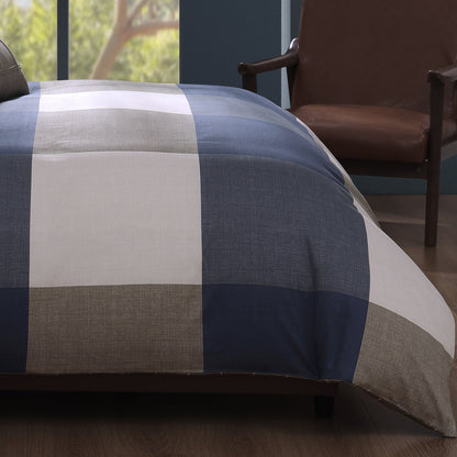 Bebejan Checkered Navy Tan 5 Piece Reversible Comforter Set Comforter Sets By Bebejan®