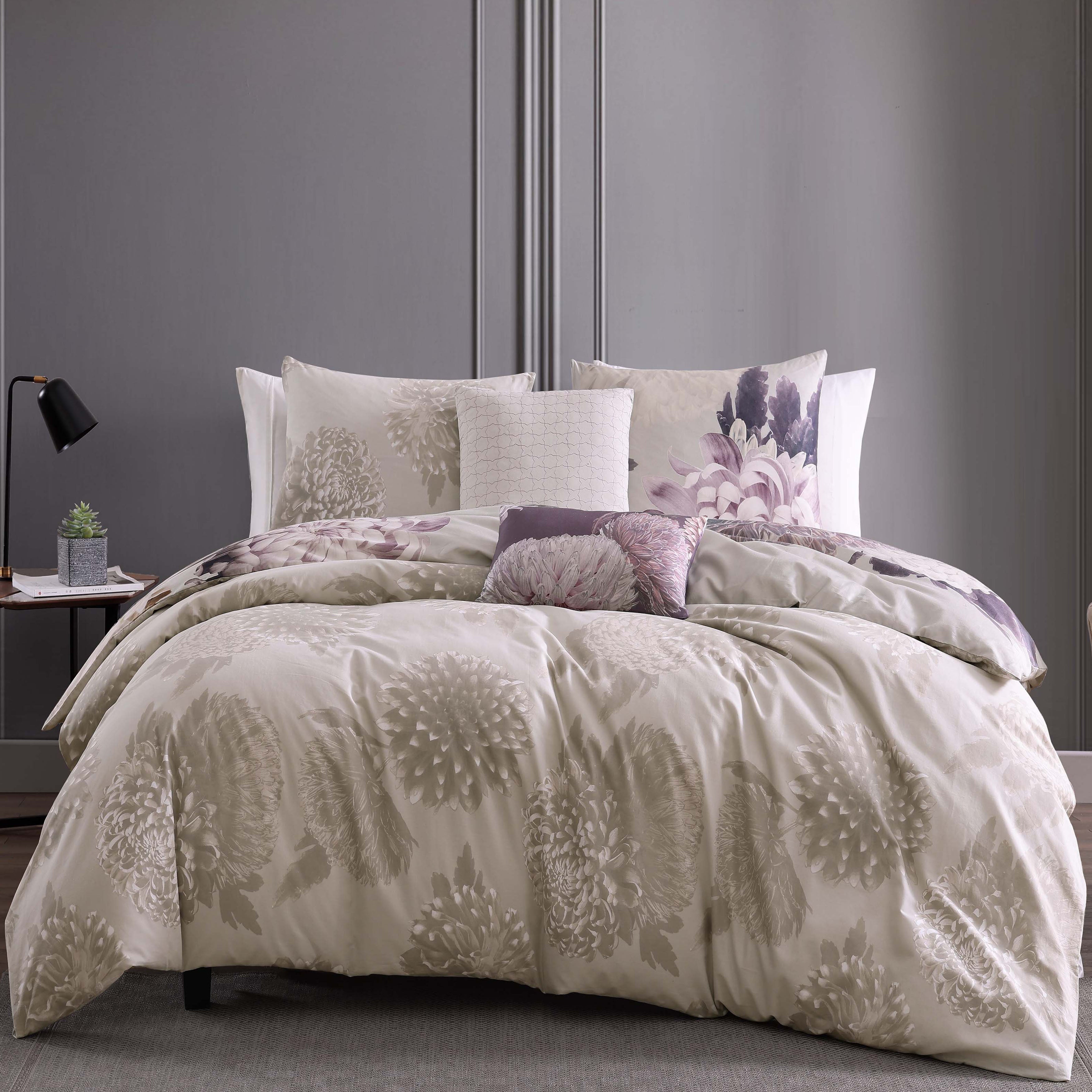 Bebejan Dahlia Purple 5 Piece Reversible Comforter Set - Final Sale Comforter Sets By US Office - Latest Bedding