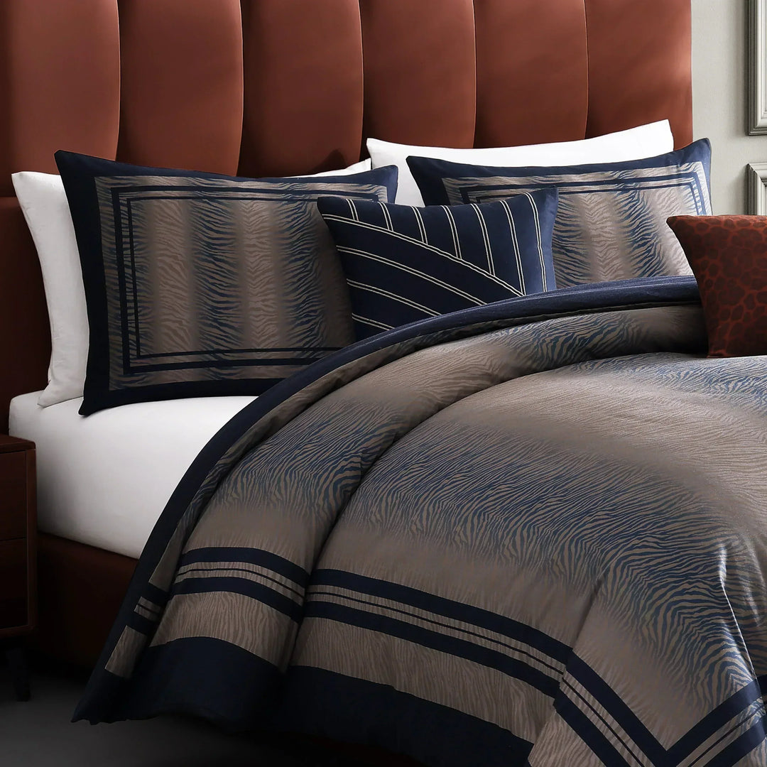 Bebejan Dark Blue Animal Prints 5 Piece Reversible Comforter Set - Bebejan