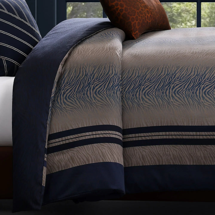 Bebejan Dark Blue Animal Prints 5 Piece Reversible Comforter Set - Bebejan
