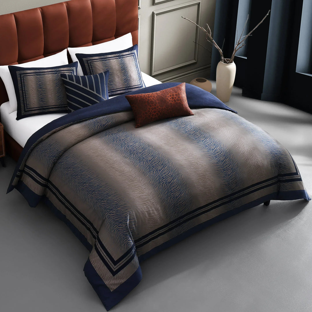 Bebejan Dark Blue Animal Prints 5 Piece Reversible Comforter Set - Bebejan