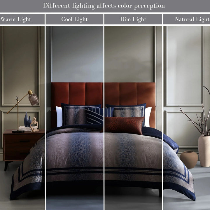 Bebejan Dark Blue Animal Prints 5 Piece Reversible Comforter Set - Bebejan