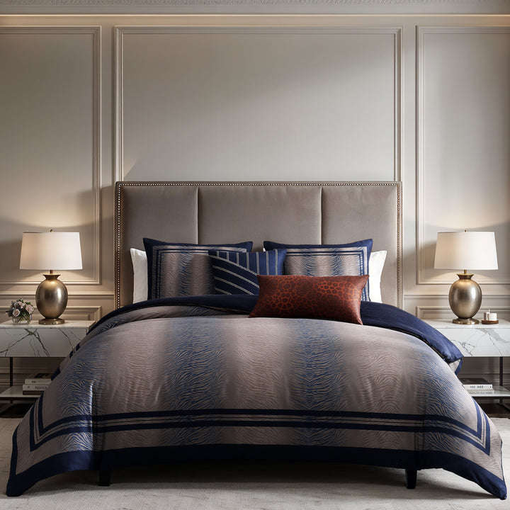 Bebejan Dark Blue Animal Prints 5 Piece Reversible Comforter Set