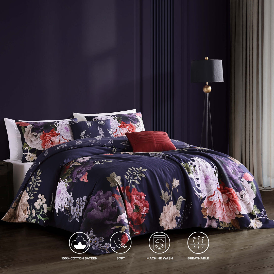 Bebejan Deep Purple Garden 5 Piece Reversible Comforter Set