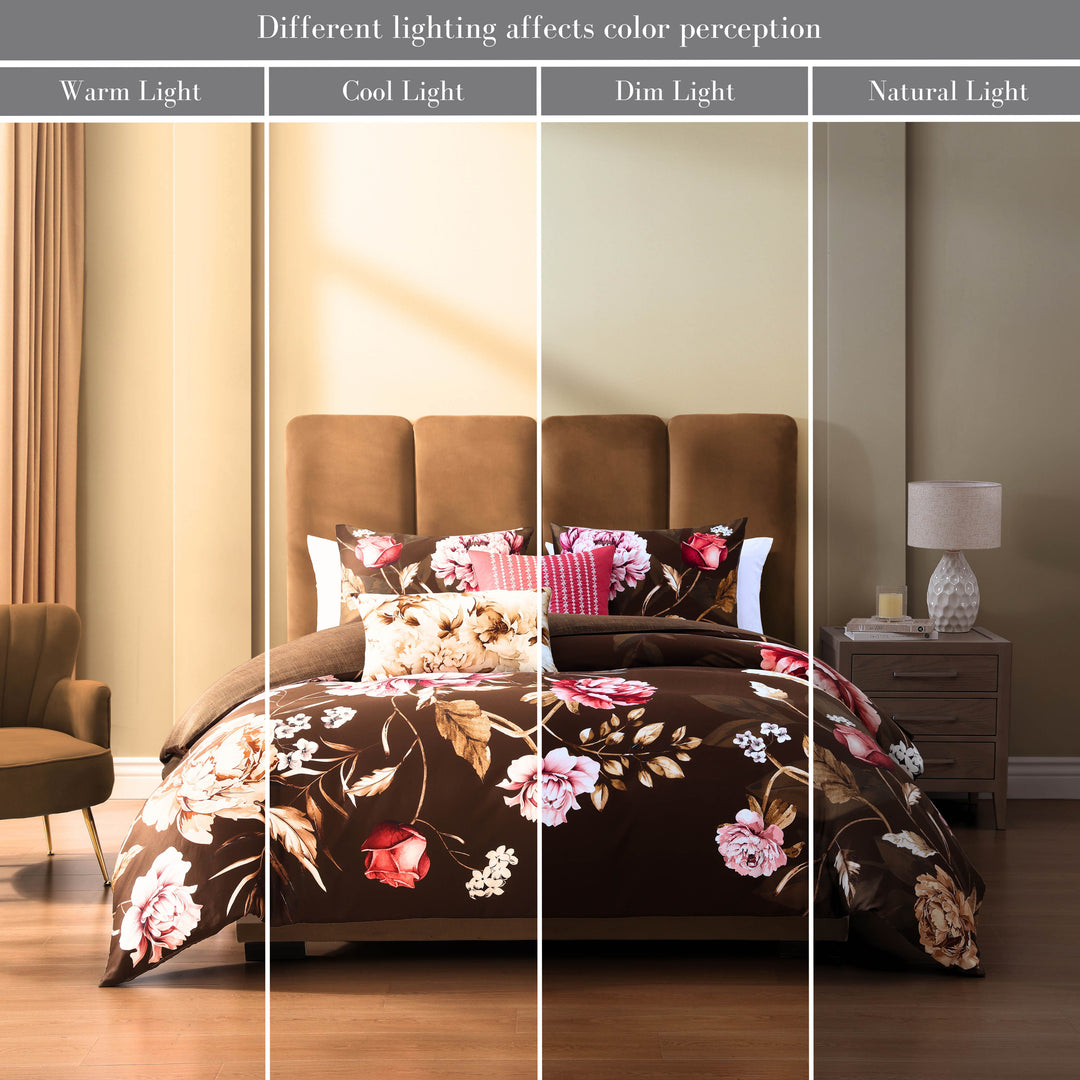 Bebejan Floral Garden on Mocha 5 Piece Reversible Comforter Set Comforter Sets By Bebejan®