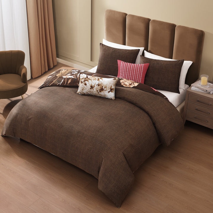 Bebejan Floral Garden on Mocha 5 Piece Reversible Comforter Set Comforter Sets By Bebejan®