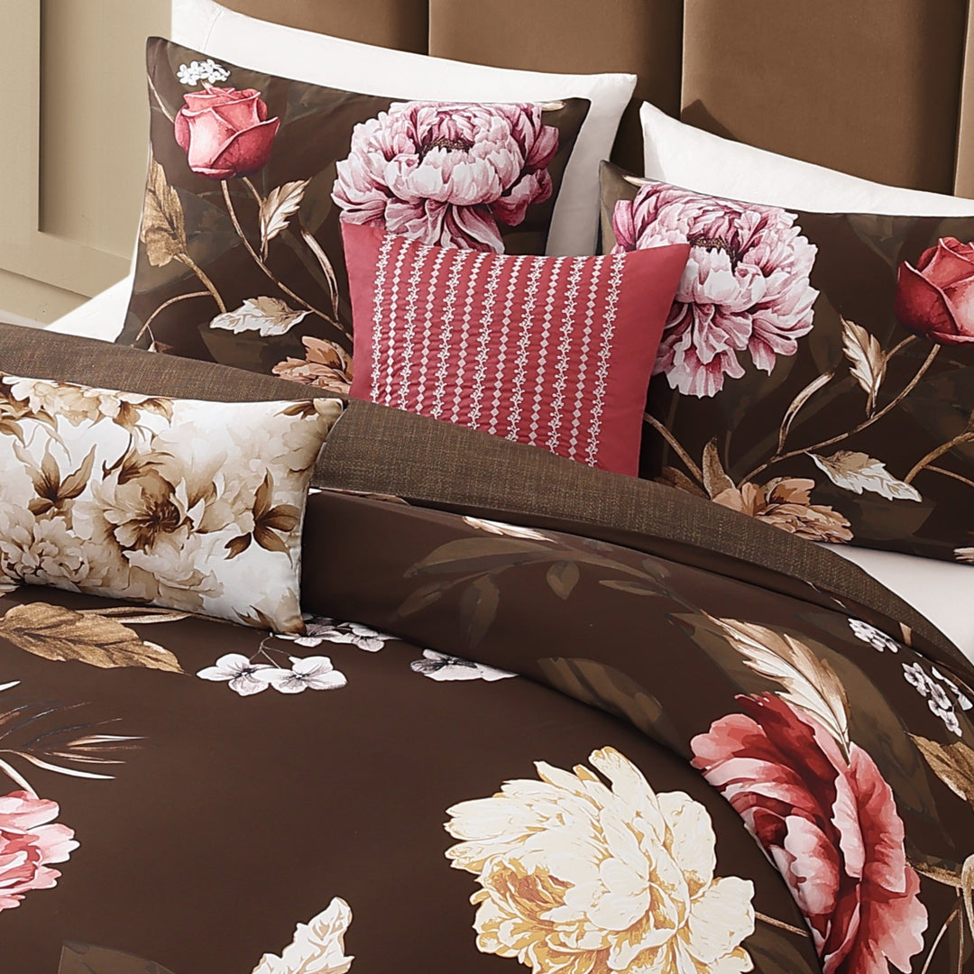 Bebejan Floral Garden on Mocha 5 Piece Reversible Comforter Set Comforter Sets By Bebejan®