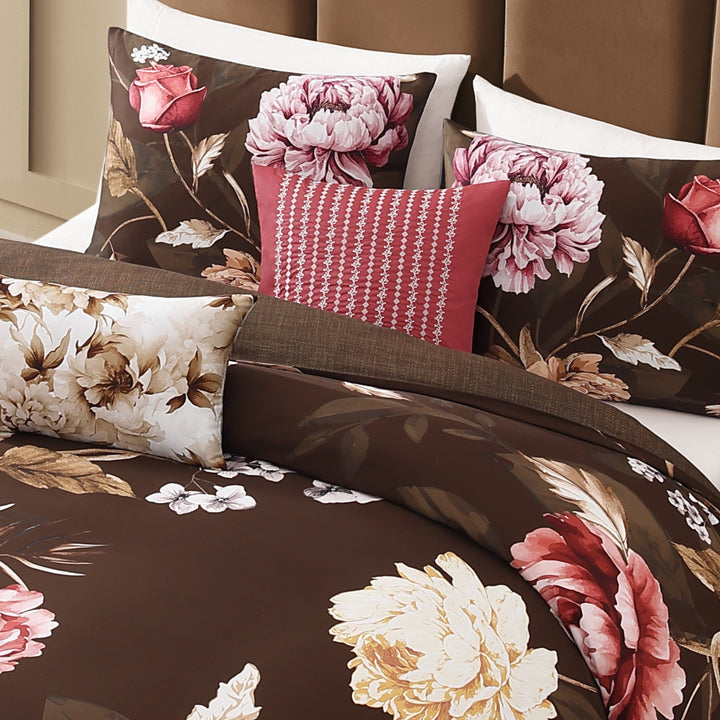 Bebejan Floral Garden on Mocha 5 Piece Reversible Comforter Set Comforter Sets By Bebejan®