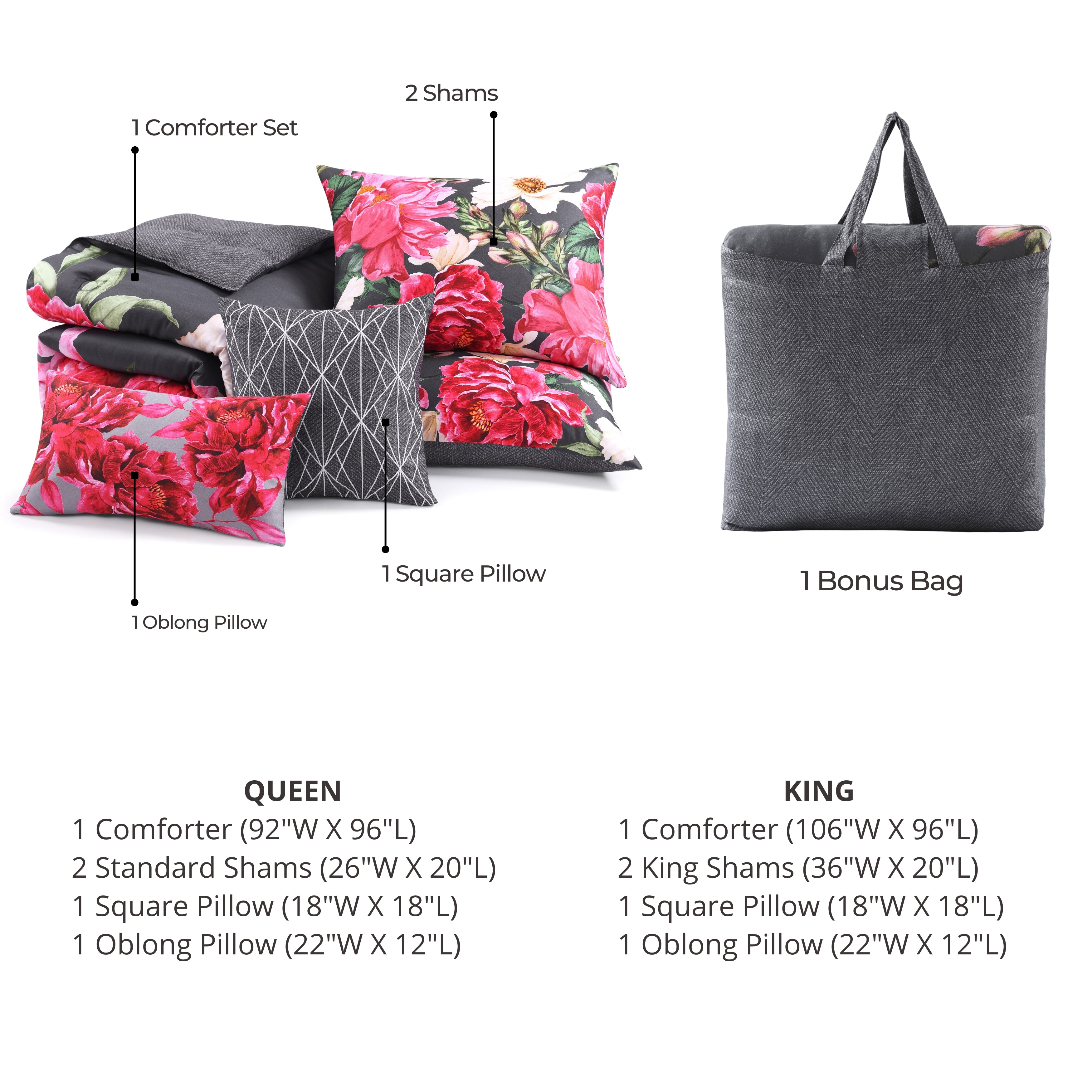 Bebejan Flower Garland 5 Piece Reversible Comforter Set
