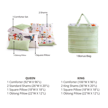 Bebejan Fresh Cut Flowers 5 Piece Reversible Comforter Set