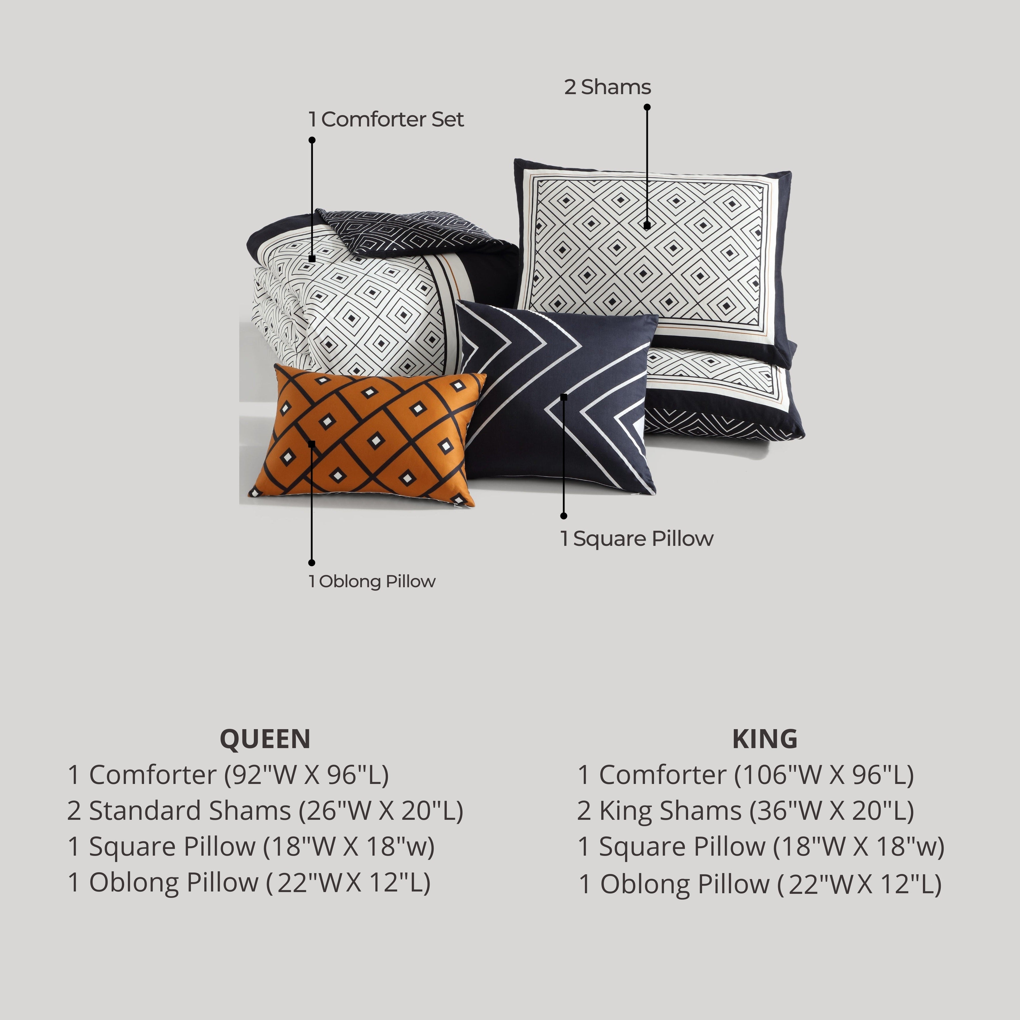 Bebejan Geometric Black & White 5 Piece Reversible Comforter Set