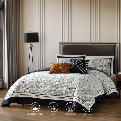 Bebejan Geometric Black & White 5 Piece Reversible Comforter Set