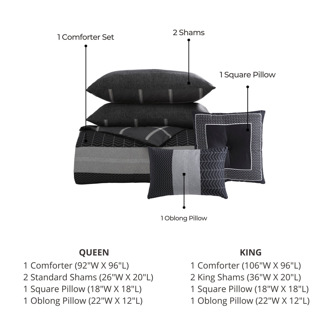 Bebejan Kyle Black 5 Piece Reversible Comforter Set
