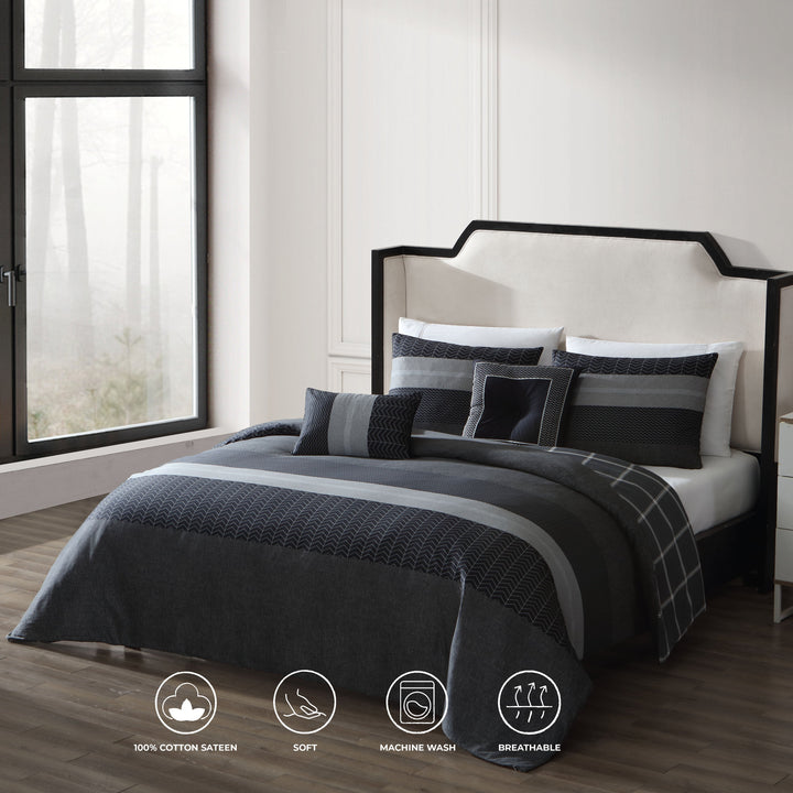 Bebejan Kyle Black 5 Piece Reversible Comforter Set Comforter Sets By Bebejan®