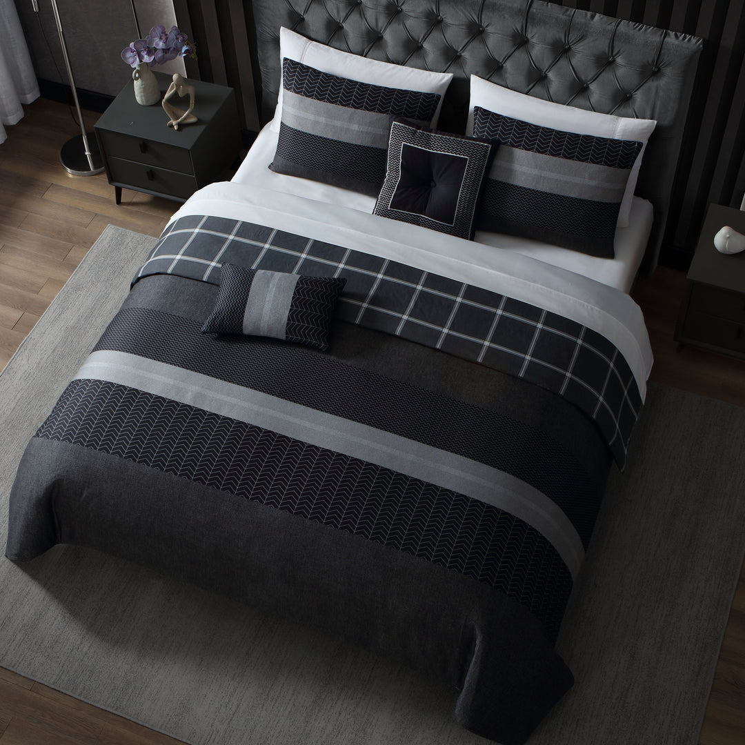 Bebejan Kyle Black 3 Piece Reversible Duvet Cover Set Duvet Covers By Linen Chest