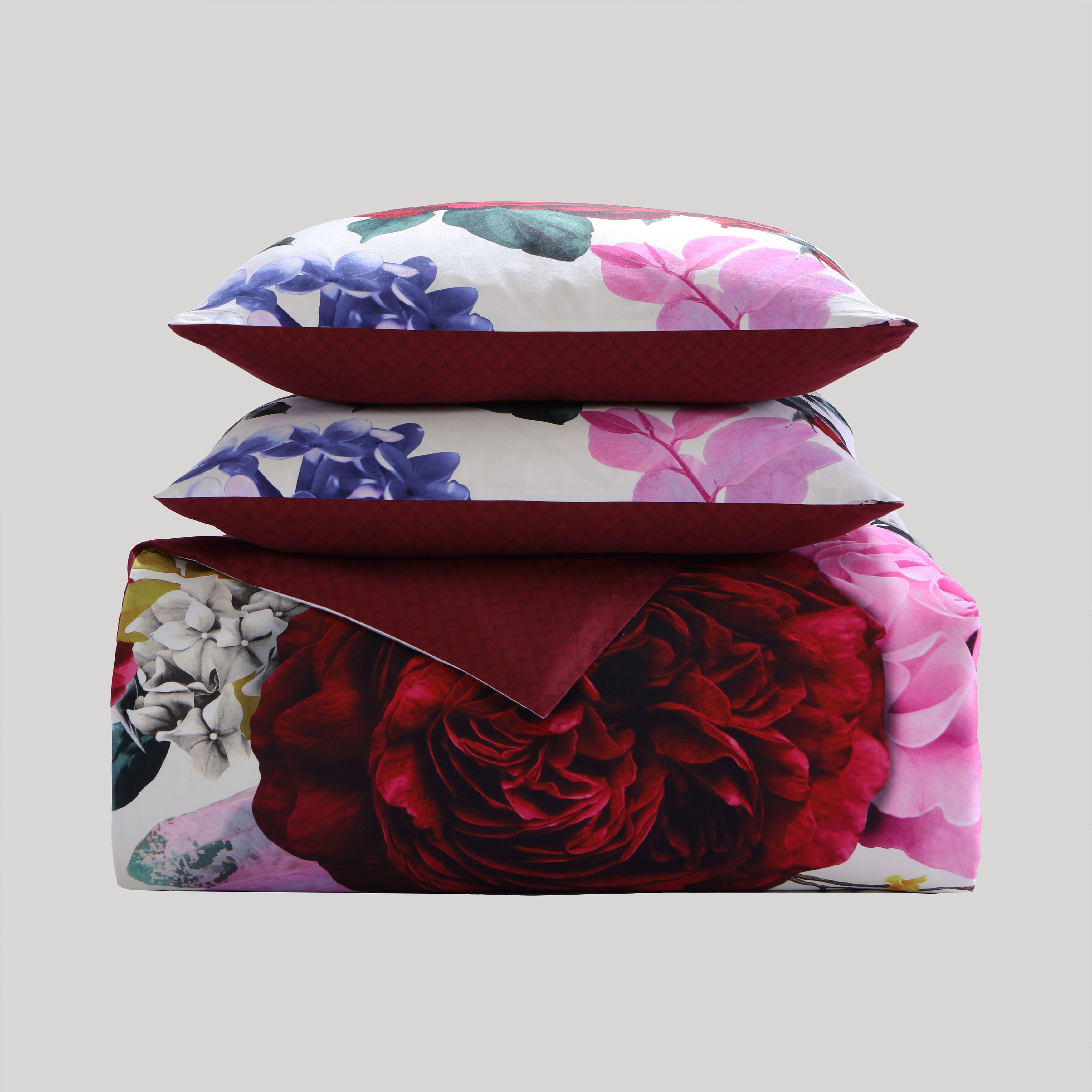 Bebejan Magenta Floral 5 Piece Reversible Comforter Set