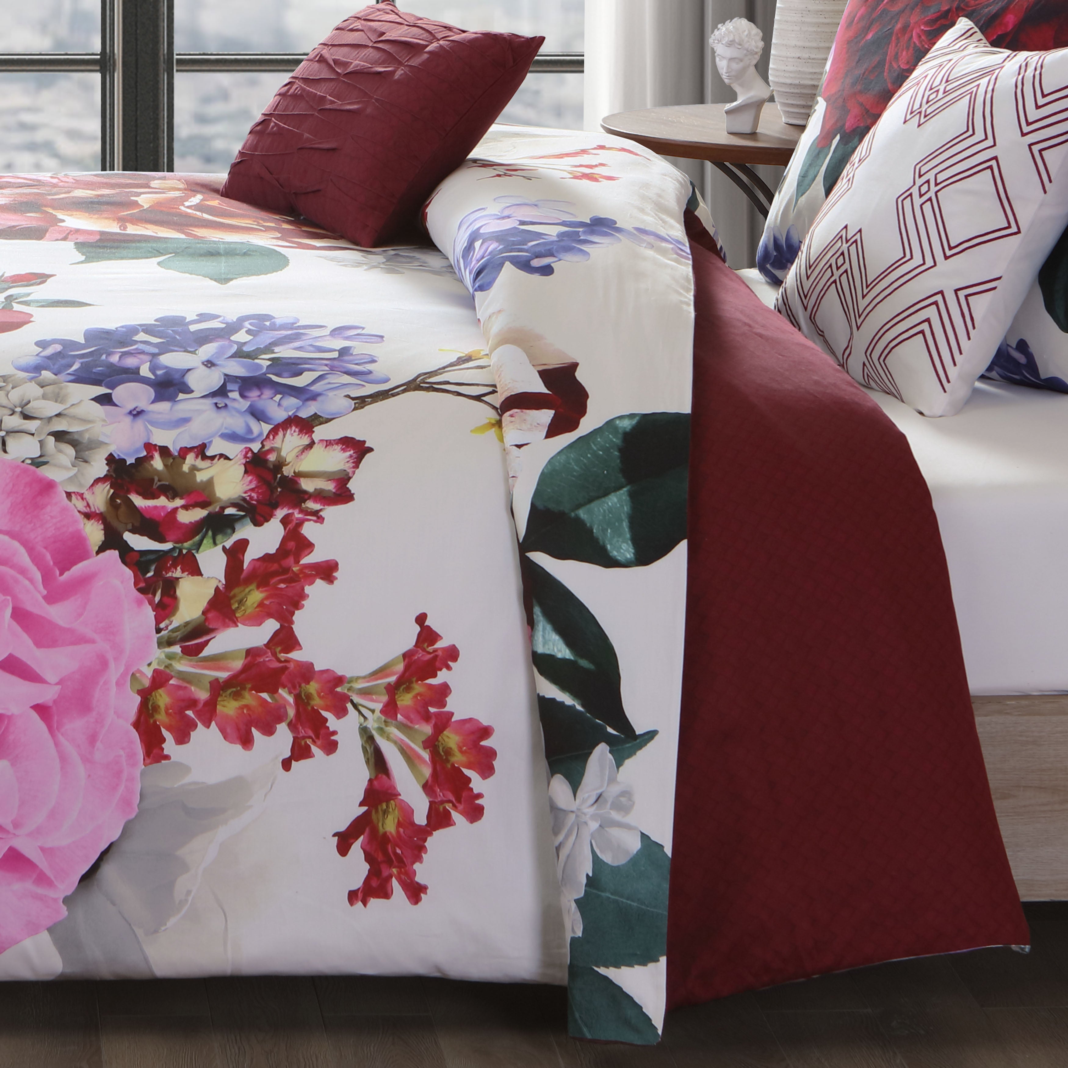 Bebejan Magenta Floral 5 Piece Reversible Comforter Set