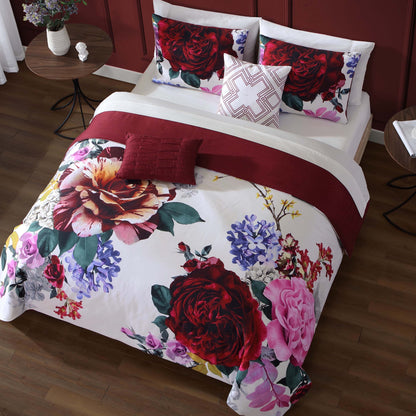 Bebejan Magenta Floral 5 Piece Reversible Comforter Set
