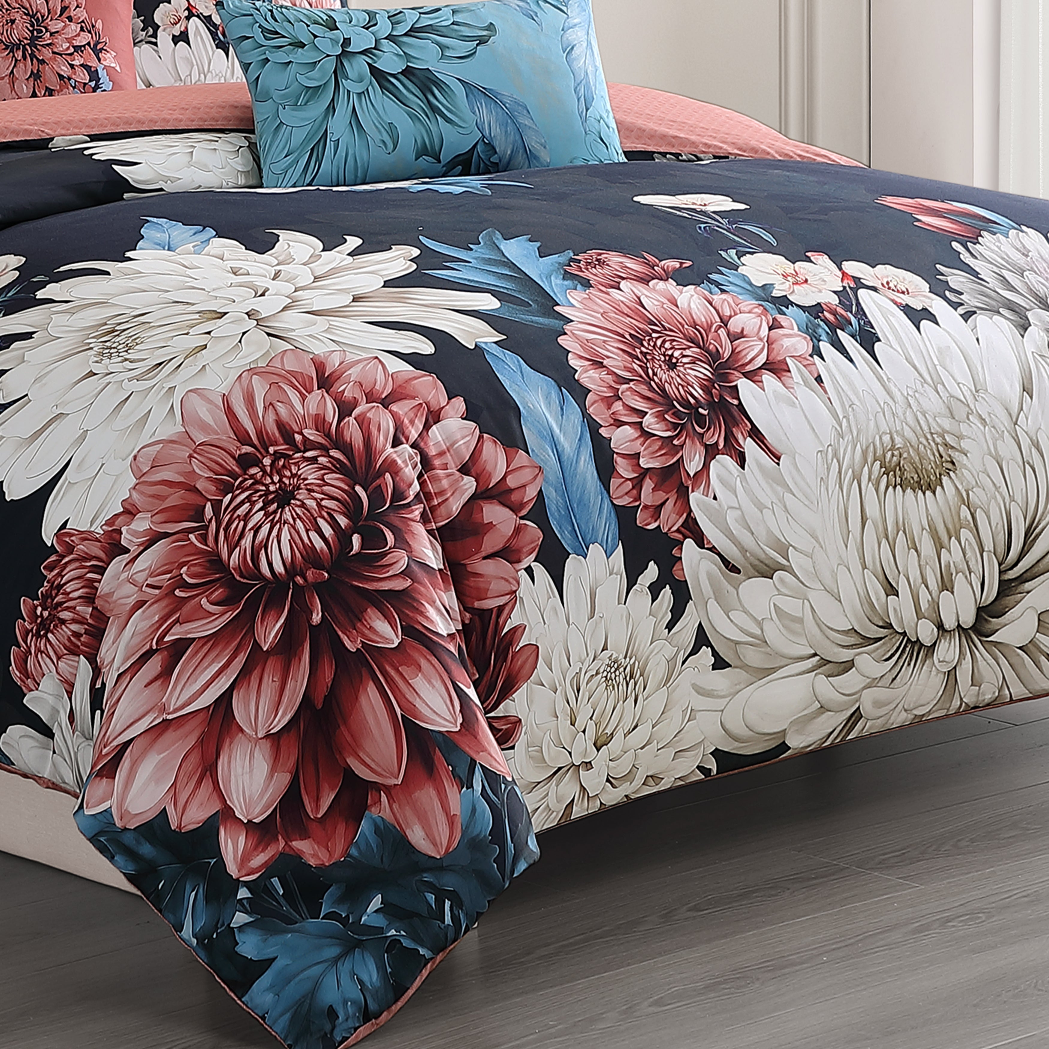Bebejan Navy Mums 5 Piece Reversible Comforter Set Comforter Sets By Bebejan®