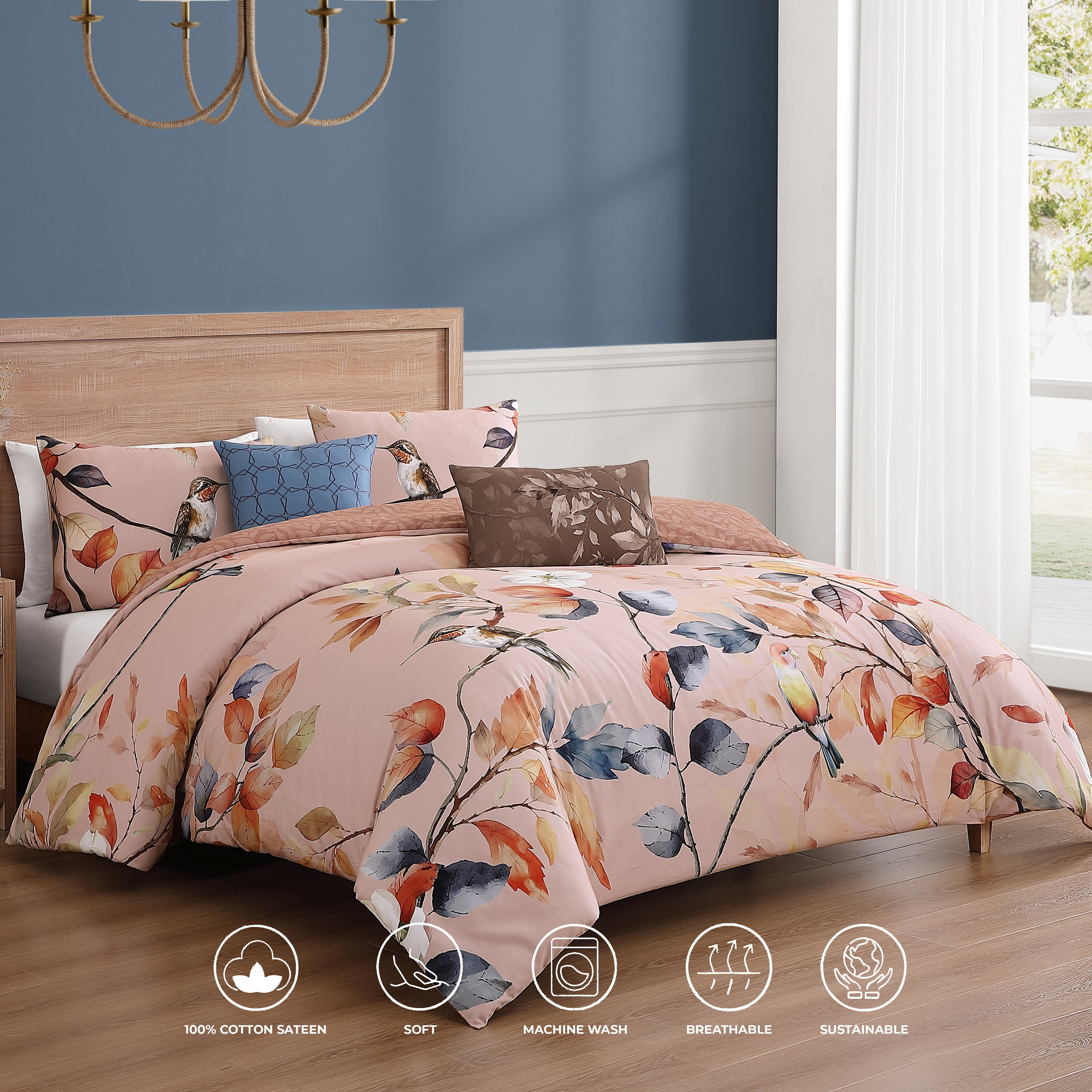 Bebejan Peachy Dogwood 5 Piece Reversible Comforter Set Comforter Sets By Bebejan®