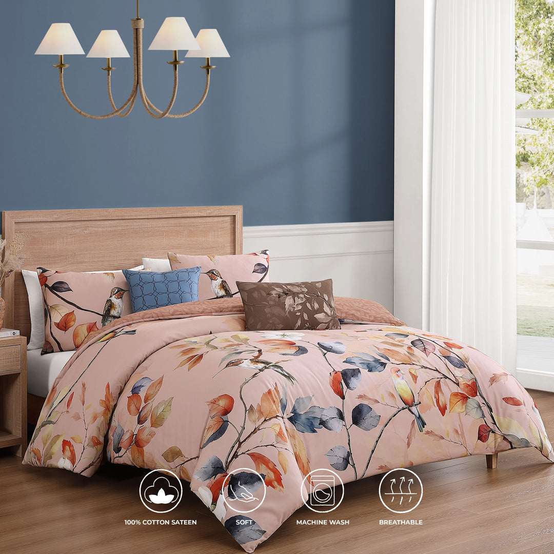 Bebejan Peachy Dogwood 5 Piece Reversible Comforter Set