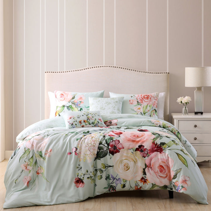 Bebejan Rose on Misty Green 5 Piece Reversible Comforter Set Comforter Sets By Bebejan®