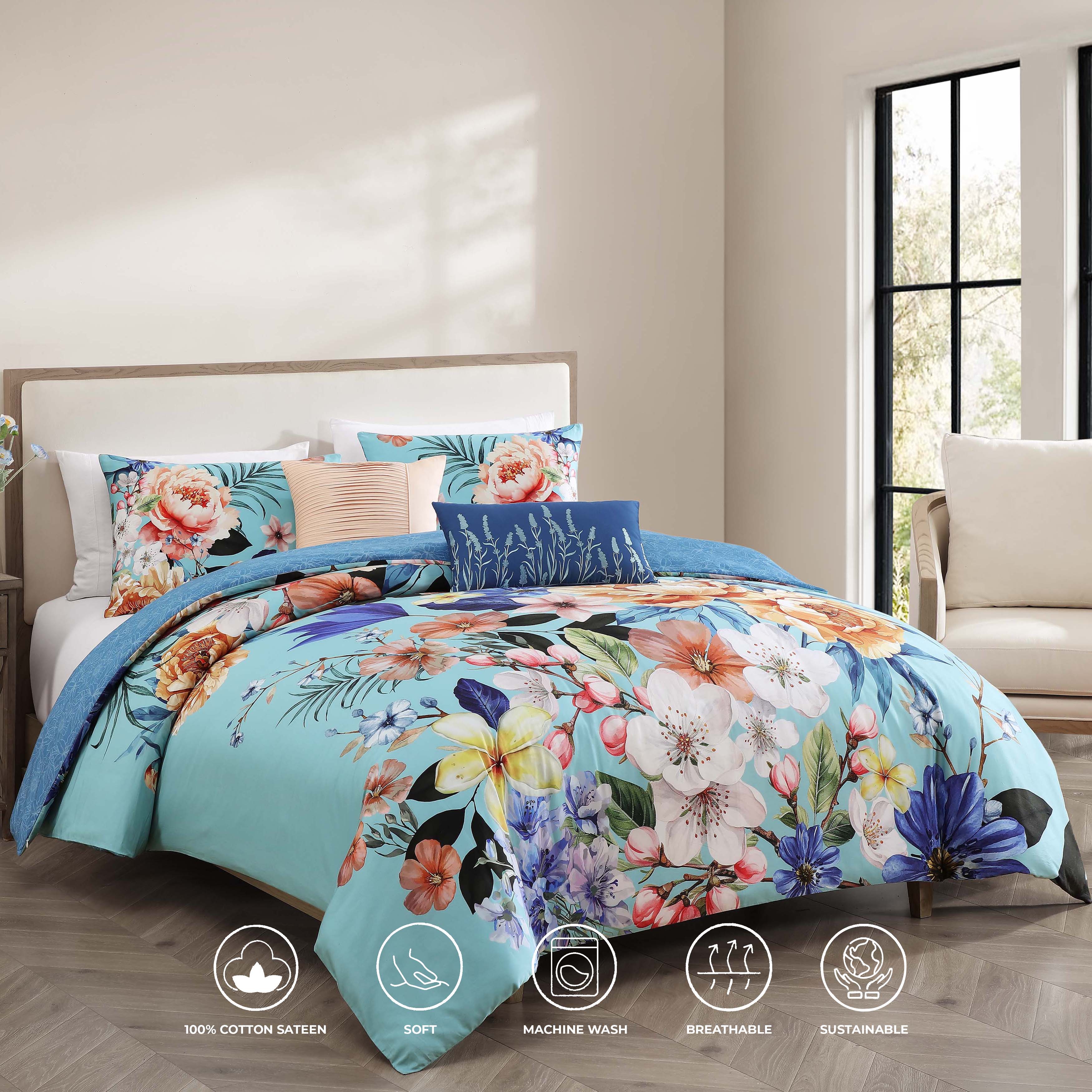 Bebejan Turquoise Reverie 5 Piece Reversible Comforter Set Comforter Sets By Bebejan®