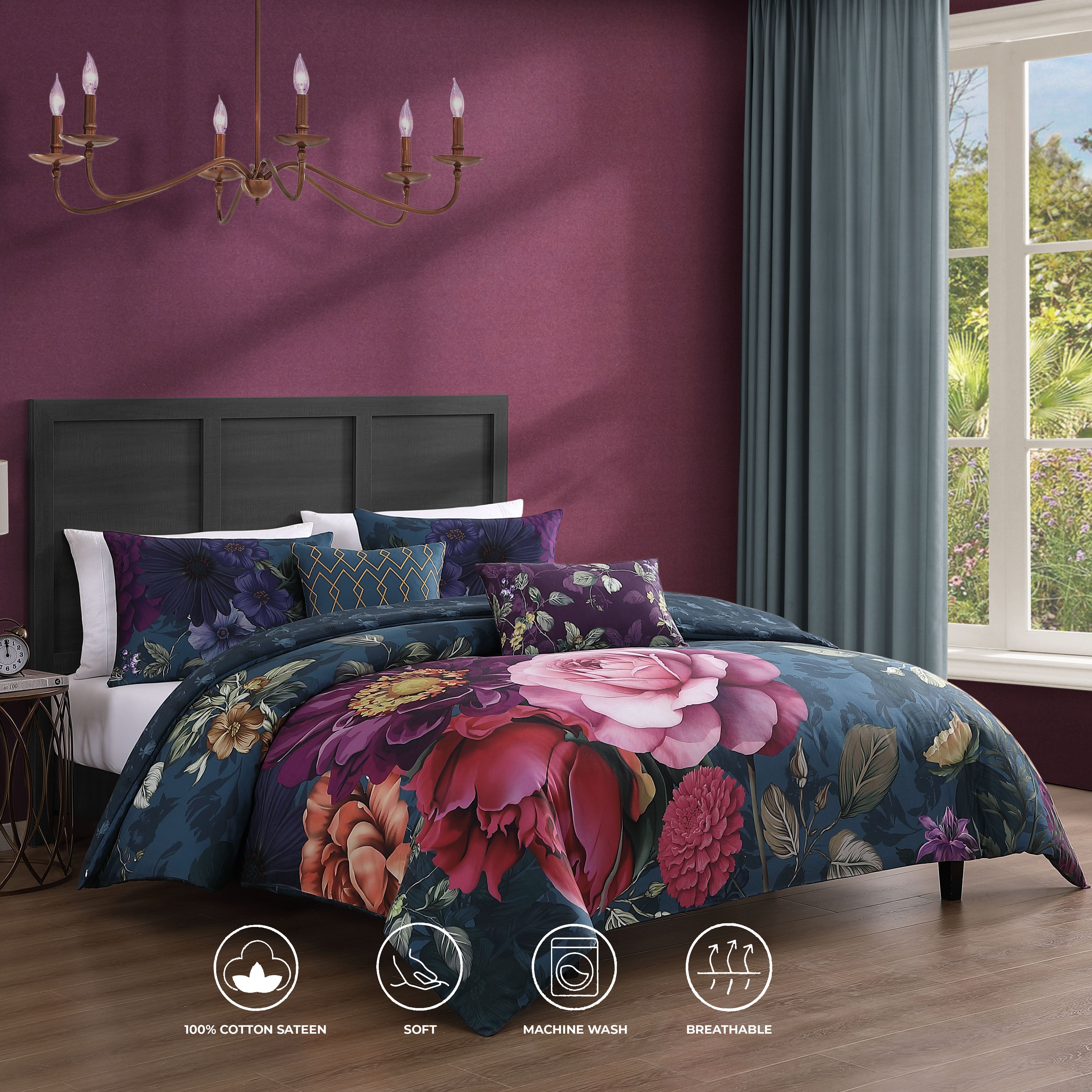 Bebejan Vibrant Flora 5 Piece Reversible Comforter Set