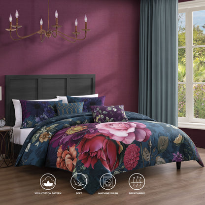 Bebejan Vibrant Flora 5 Piece Reversible Comforter Set