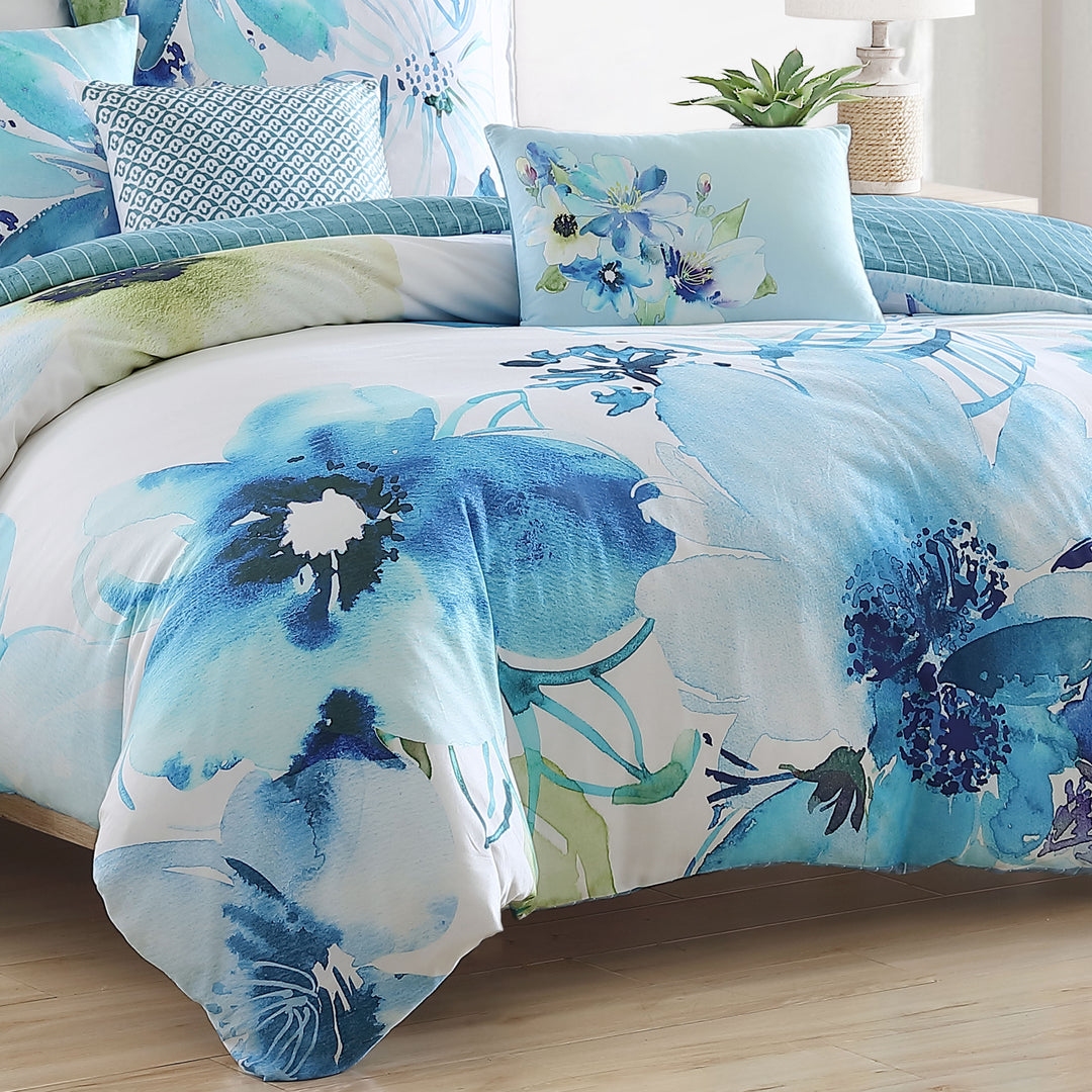Bebejan Watercolor Blue 5 Piece Reversible Comforter Set