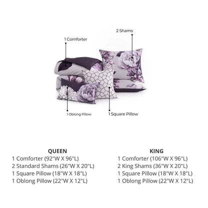 Bebejan Plum Petal 5 Piece Reversible Comforter Set