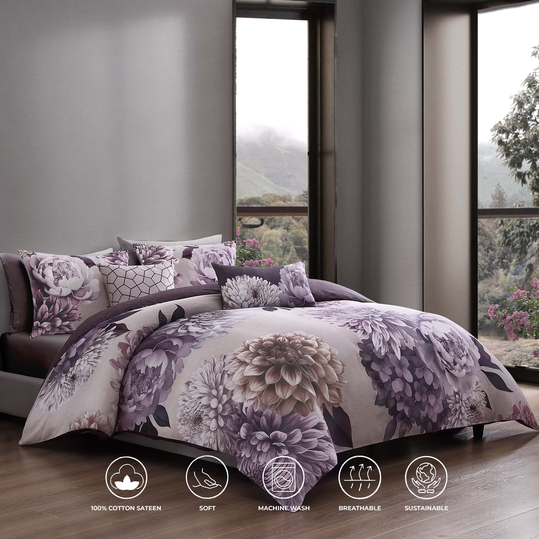 Bebejan Plum Petal 5 Piece Reversible Comforter Set