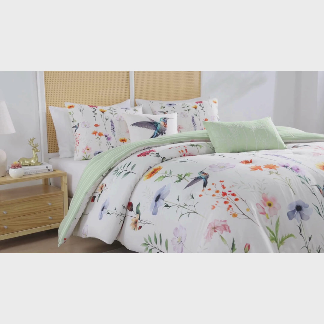Bebejan Fresh Cut Flowers 5 Piece Reversible Comforter Set