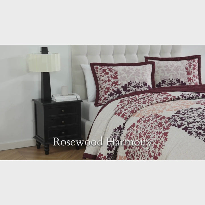Bebejan Rosewood Harmony 3 Piece Reversible Quilted Coverlet Set
