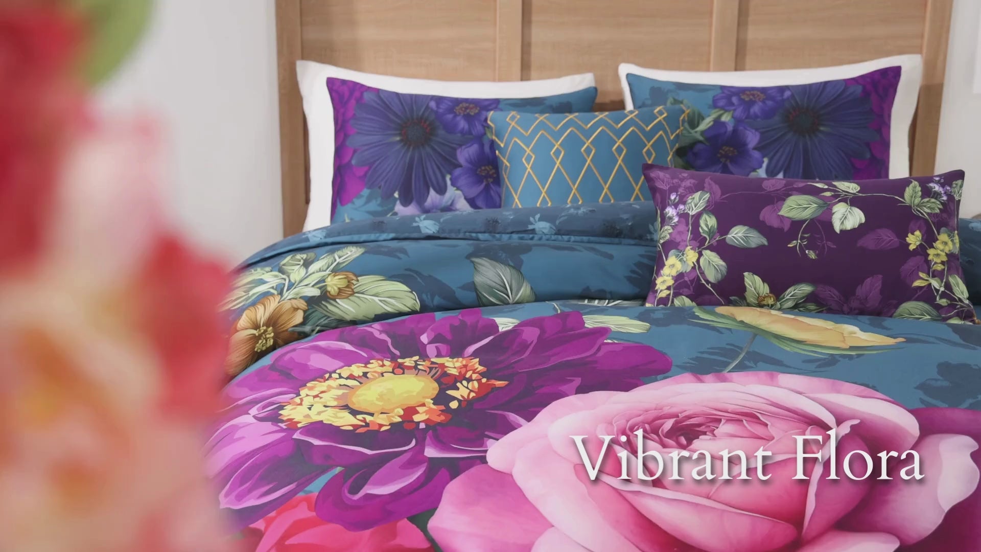 Bebejan Vibrant Flora 5 Piece Reversible Comforter Set