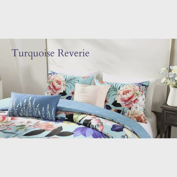 Bebejan Turquoise Reverie 5 Piece Reversible Comforter Set