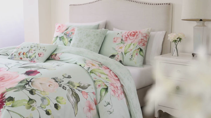 Bebejan Rose on Misty Green 5 Piece Reversible Comforter Set