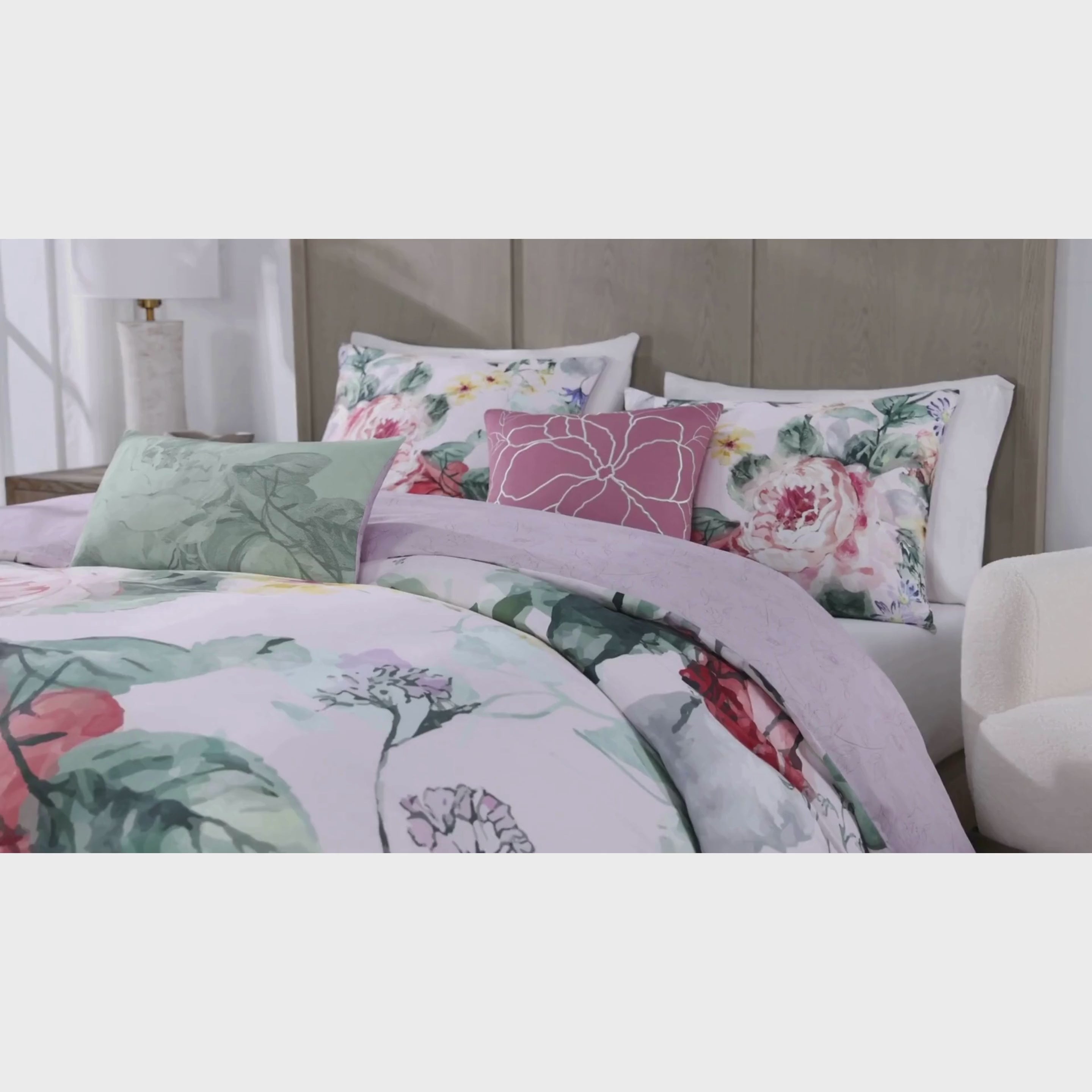Bebejan Cool Pink Roses 5 Piece Reversible Comforter Set