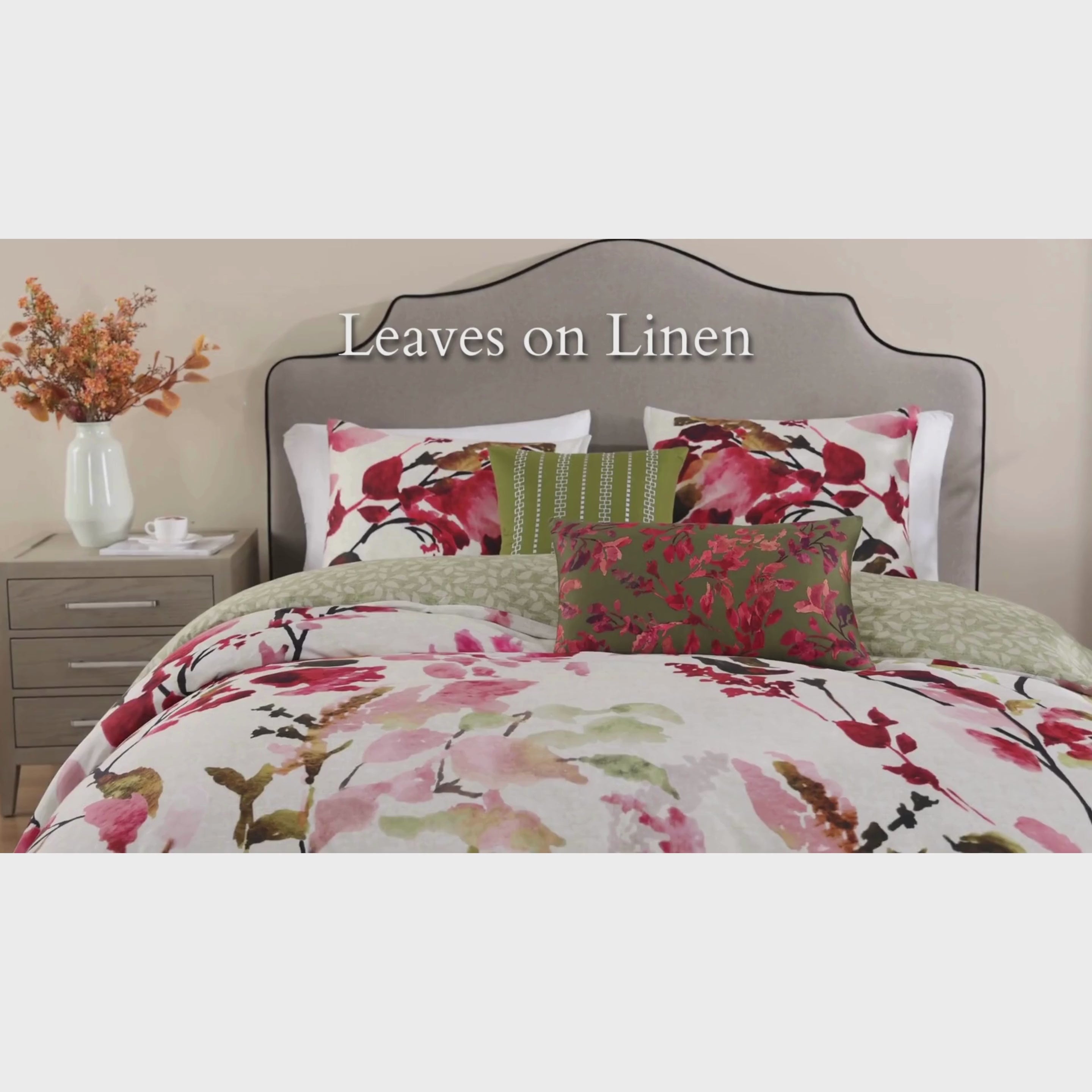 Bebejan Leaves on Linen 5 Piece Reversible Comforter Set
