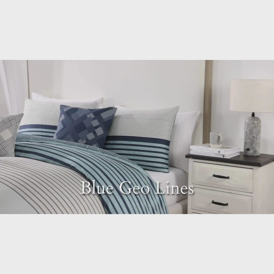 Bebejan Blue Geo Lines 5 Piece Reversible Comforter Set