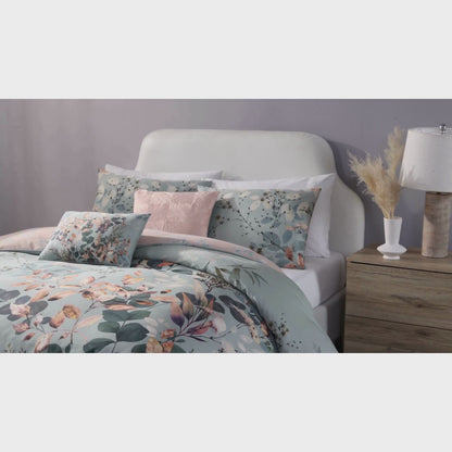 Bebejan Peach Leaves on Sage 5 Piece Reversible Comforter Set
