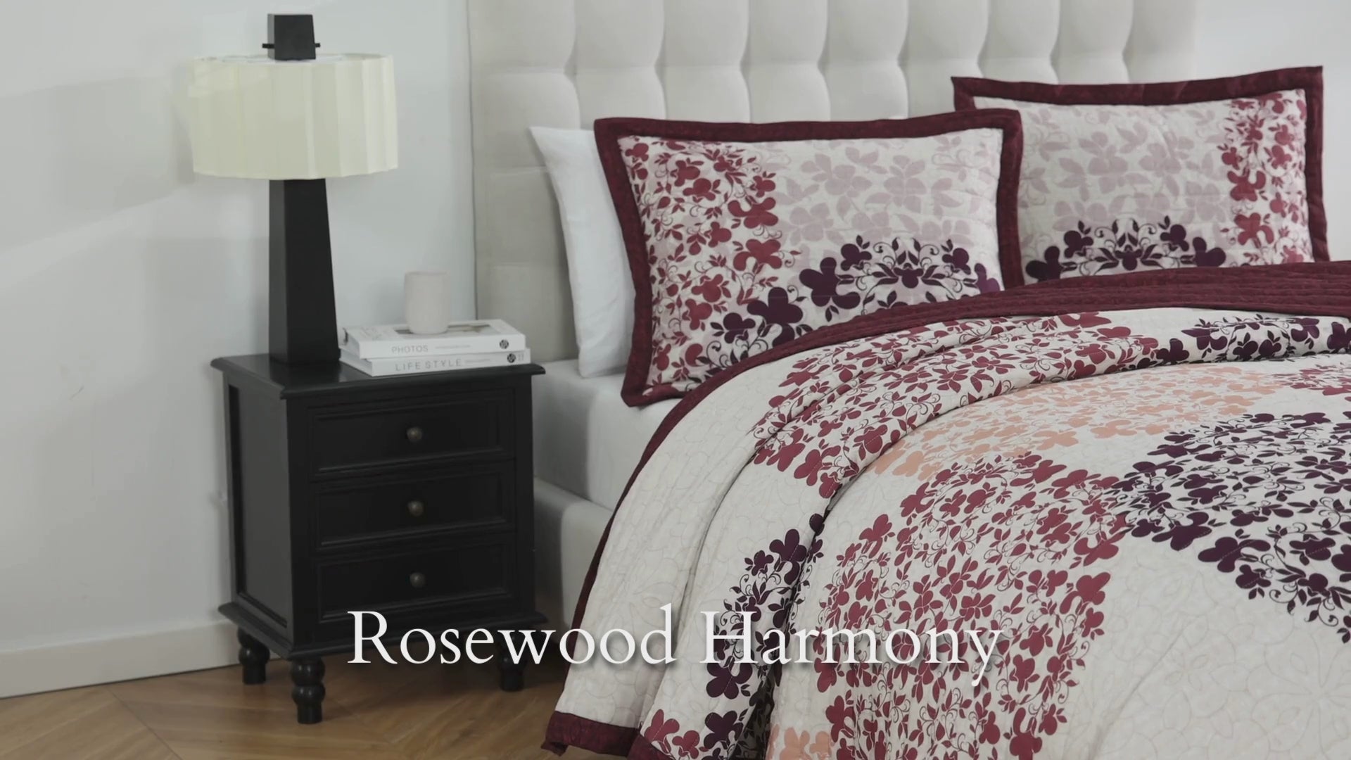 Bebejan Rosewood Harmony 3 Piece Reversible Quilted Coverlet Set