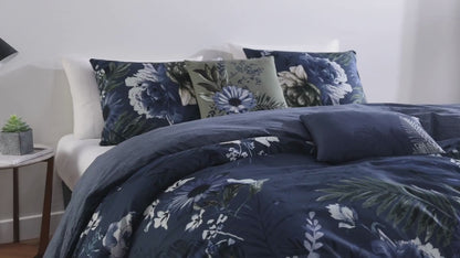 Bebejan Delphine Blue 100% Cotton 5-Piece Reversible Comforter Set
