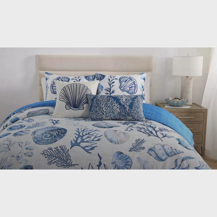 Bebejan Shells and Seaplants 5 Piece Reversible Comforter Set