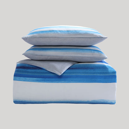 Bebejan Coastal Stripe 100% Cotton 5 Piece Reversible Comforter Set