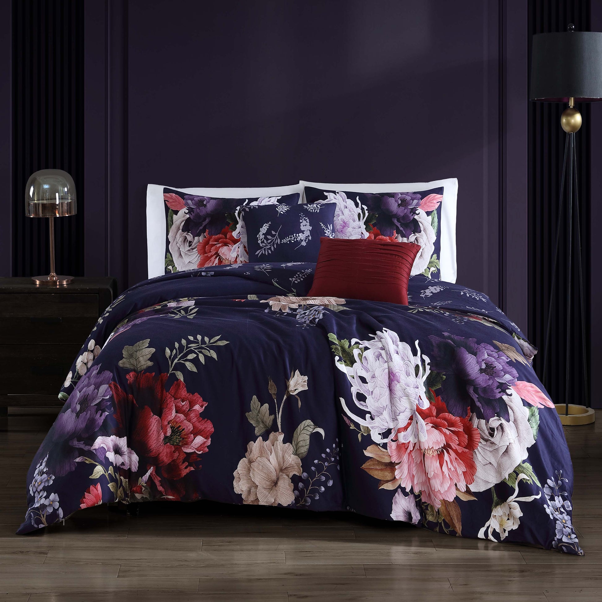 Bebejan Deep Purple Garden 100% Cotton 5-Piece Reversible Comforter Set Comforter Sets By Bebejan®