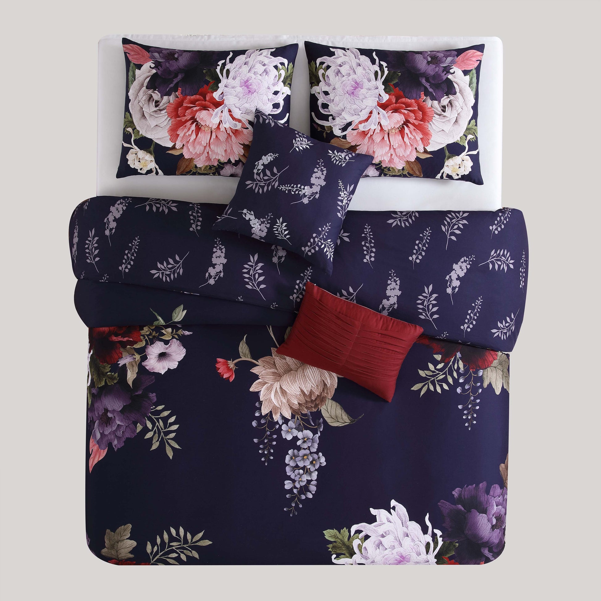 Bebejan Deep Purple Garden 100% Cotton 5-Piece Reversible Comforter Set Comforter Sets By Bebejan®